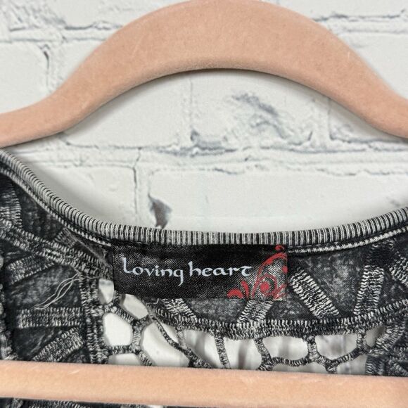 Loving Heart Blouse Women Large Motorcycle Stretch Grunge Punk Rock Y2K Top - Picture 4 of 10